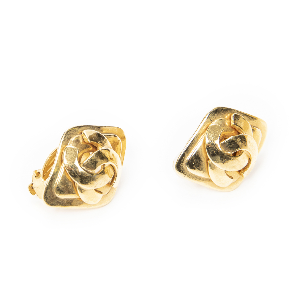 Chanel CC Diamond-shaped Clip On Earrings